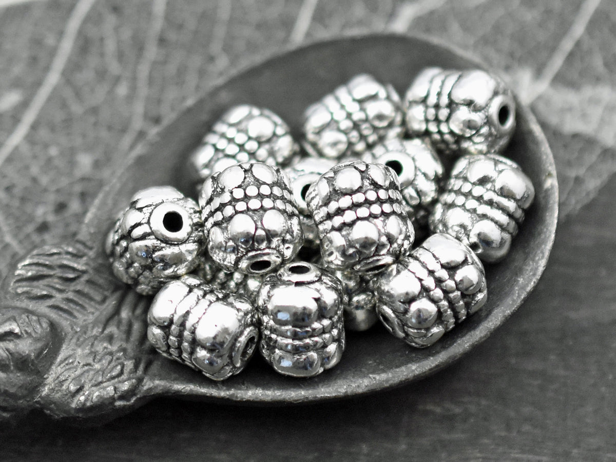 300* 3x3mm Antique Silver Flower Barrel Spacer Beads – The Bead Obsession