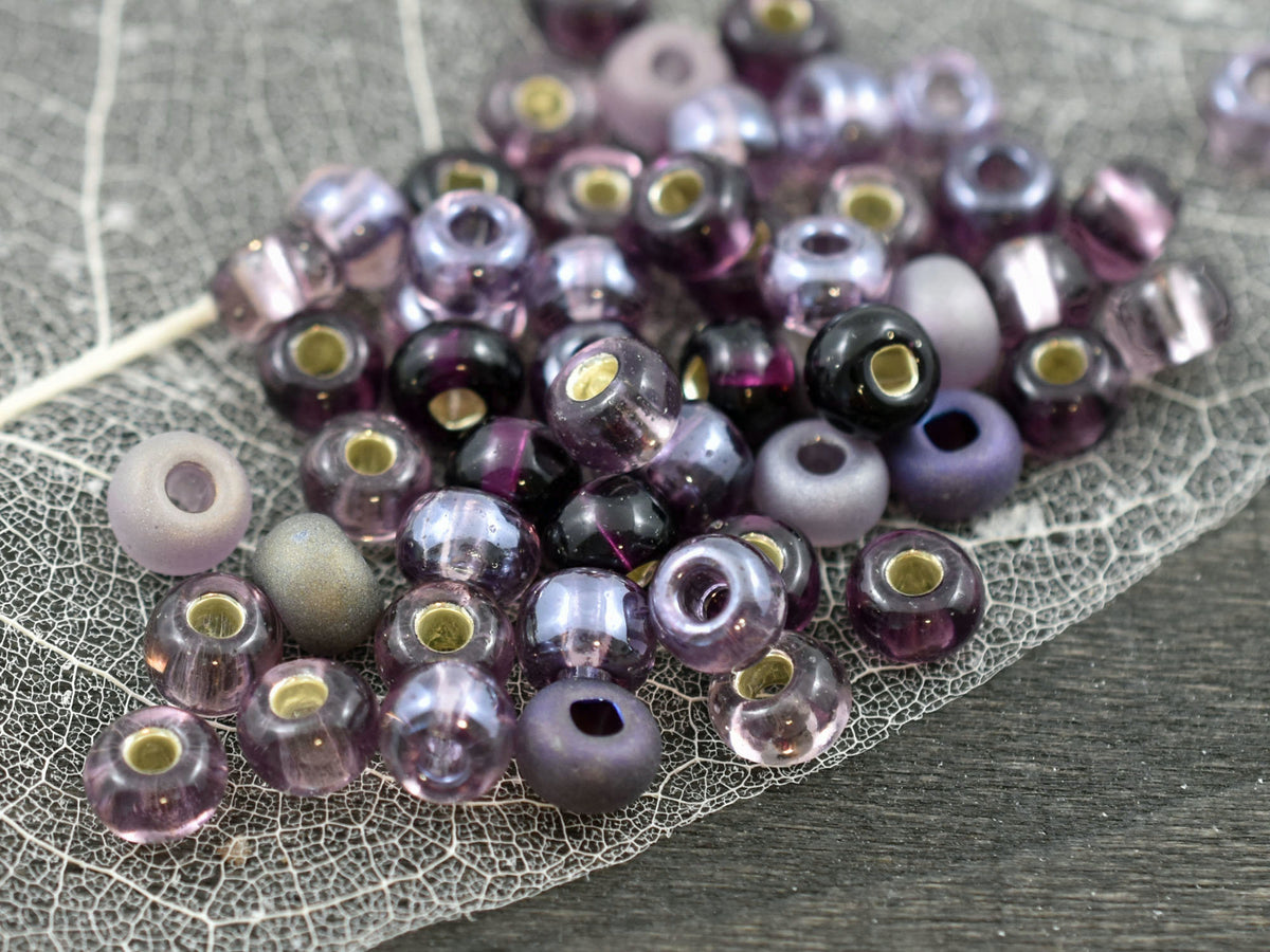 20g 12/0 Tiny Small Seed Beads, Vintage Czech Glass Beads Purple Iris,  Embroidery Bead, Rocaille, Wholesale, 4542, SB6-8