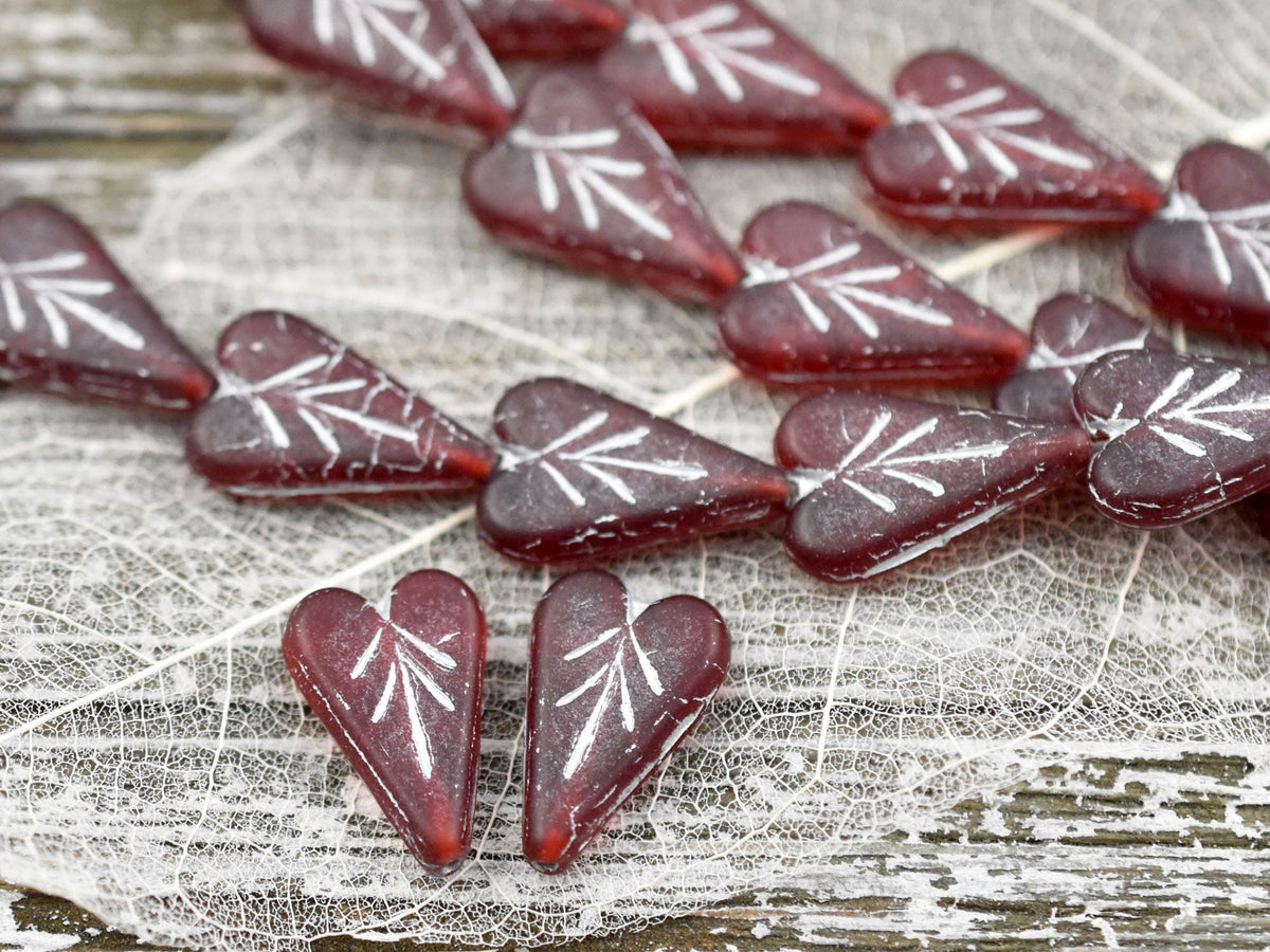 *10* 16x15mm Bronze Luster Washed Dark Ruby Red Heart Beads, Women's