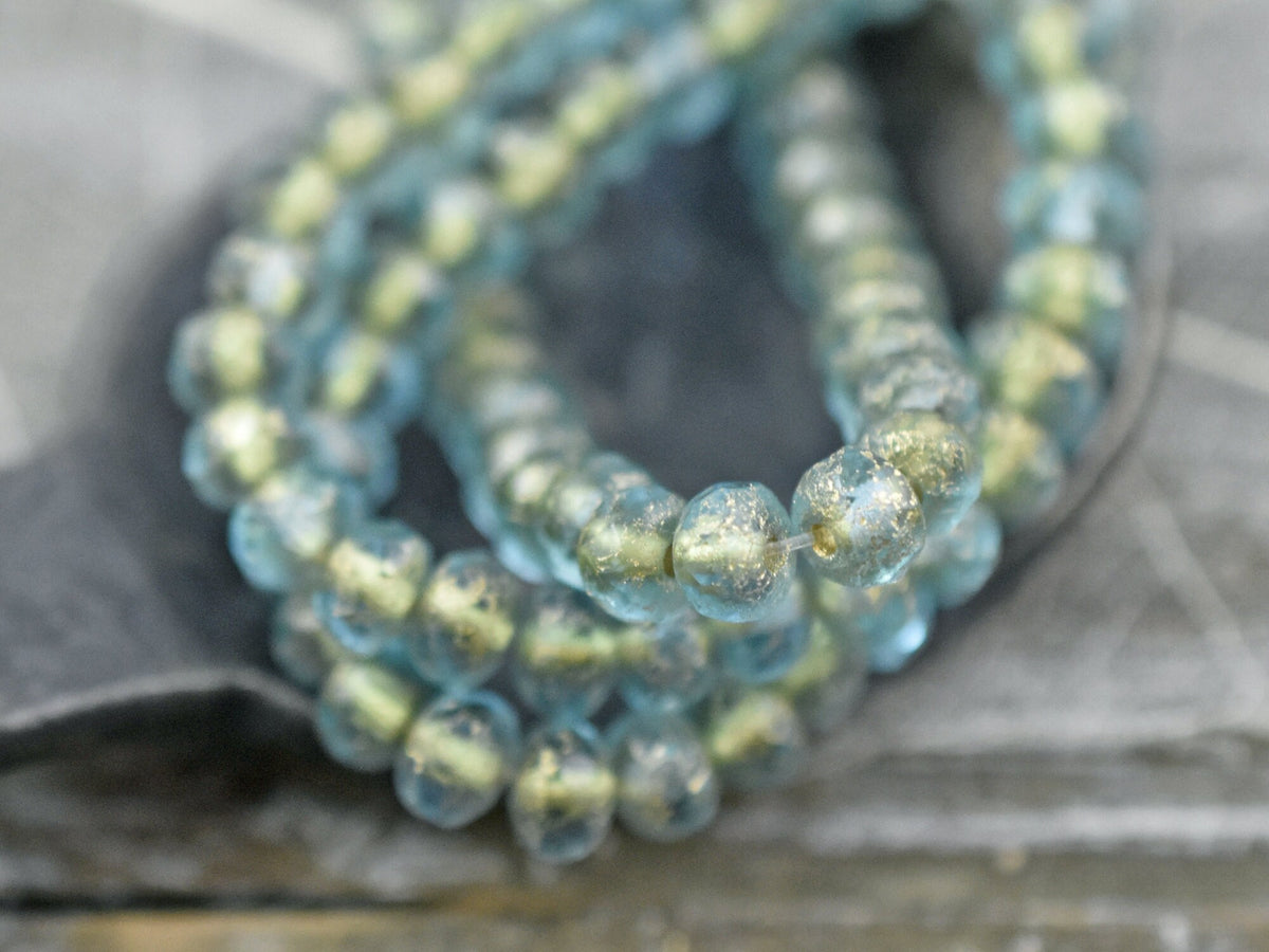 *30* 3x5mm Antique Silver AB Washed Blended Green/White Fire Polished Rondelle Beads Czech Glass Beads by GR8BEADS - The Bead Obsession