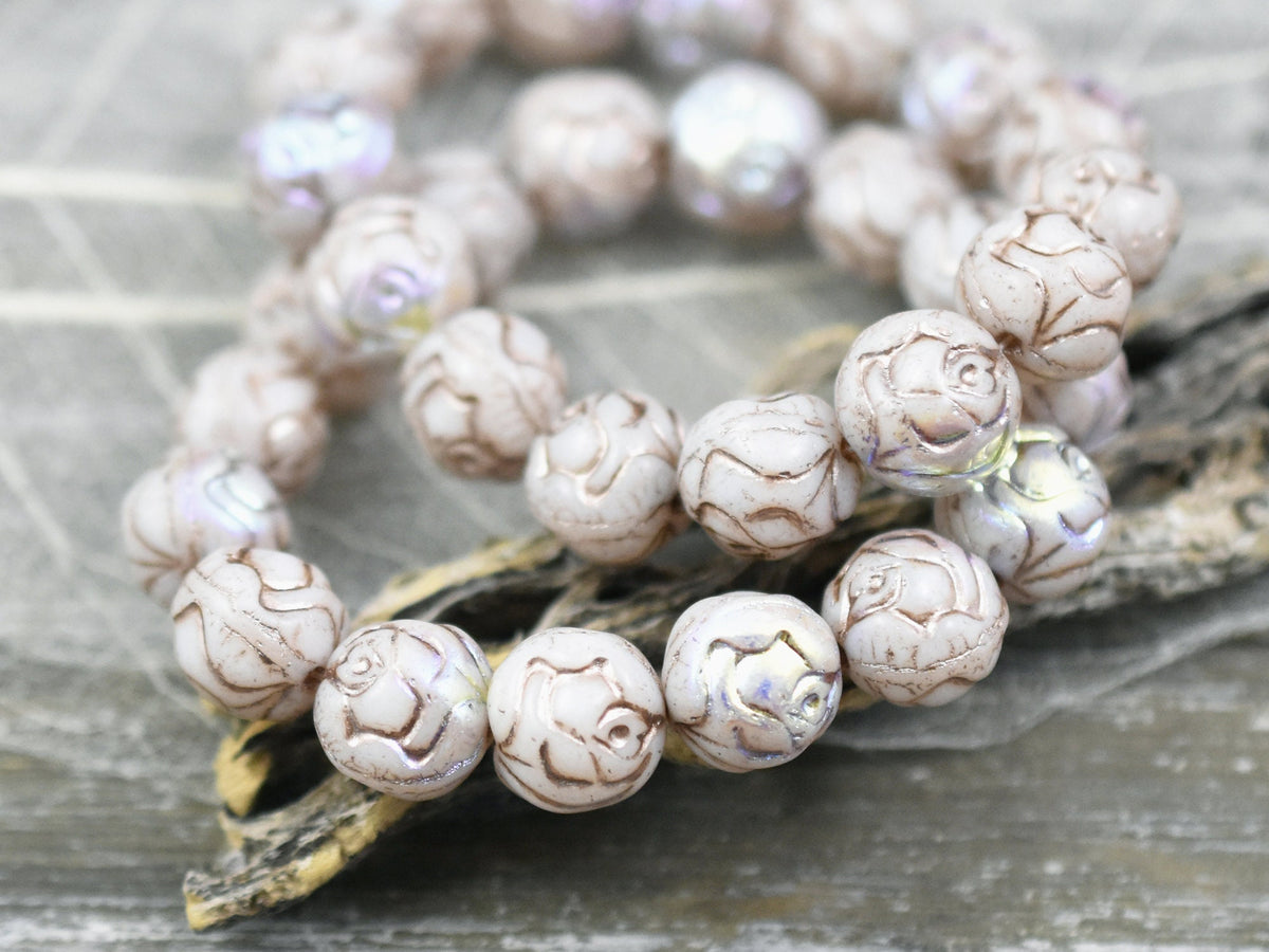Ten 14 X 12mm Czech glass flower beads - raspberry pink with silver ac –  Glorious Glass Beads