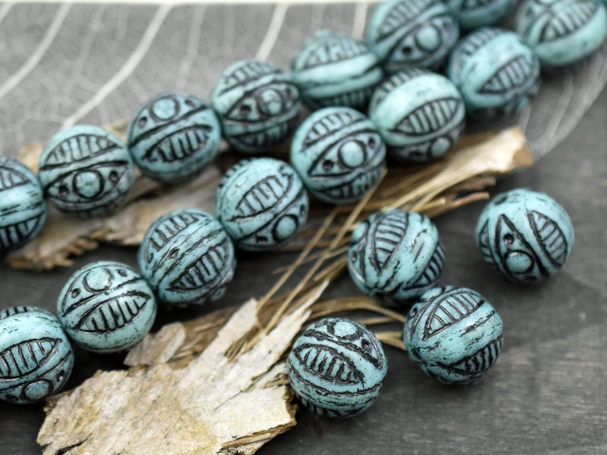 BACK IN STOCK Set of Two, Blue Birds, Hand Crafted Artisan Black Clay Beads,  Lentil Shaped Beads 