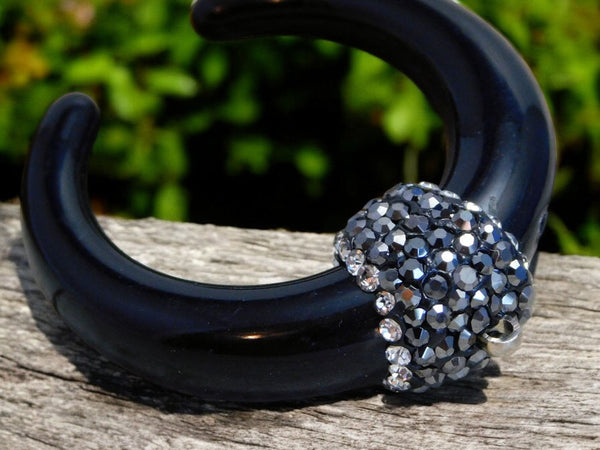 35x37mm Black Micro Pave Horn Crescent Pendant