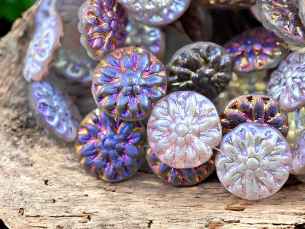 *10* 14mm Crystal AB Marea Dahlia Coin Beads