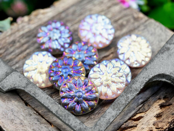 *10* 14mm Crystal AB Marea Dahlia Coin Beads