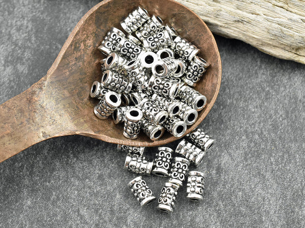 *100* 5x7mm Antique Silver Tube Beads