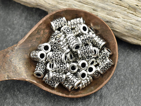 *100* 5x7mm Antique Silver Tube Beads