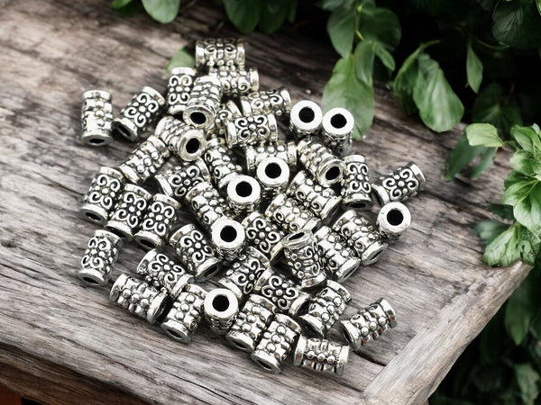 *100* 5x7mm Antique Silver Tube Beads