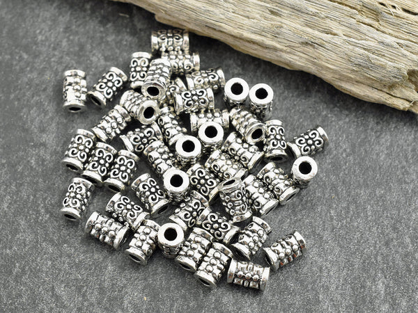 *100* 5x7mm Antique Silver Tube Beads