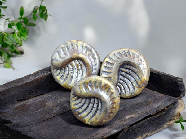 *6* 19mm Alabaster Purple Sage Fossil Coin Beads