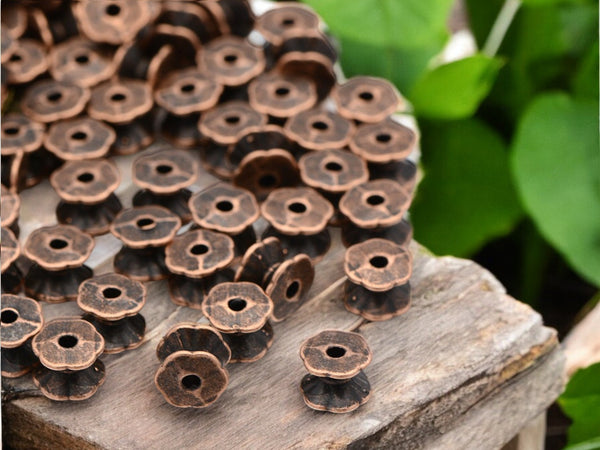 *50* 7x5mm Antique Copper Double Sided Bead Caps