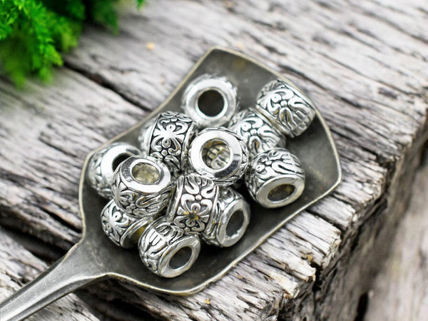 *50* 8x5mm Antique Silver Large Hole Rondelle Beads