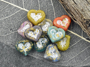 Czech glass heart beads 50pc matte satin gold 6mm – Orange Grove Beads