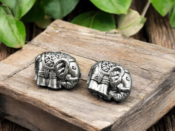 *10* 10x11x8mm Antique Silver Elephant Beads