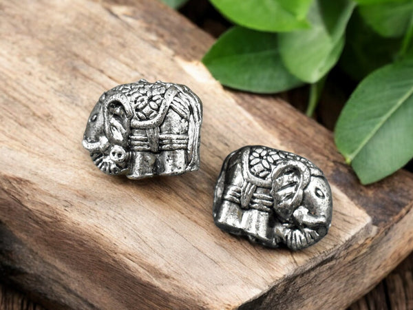 *10* 10x11x8mm Antique Silver Elephant Beads