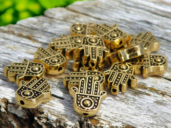 *20* 12x11mm Antique Gold Hamsa Hand Beads