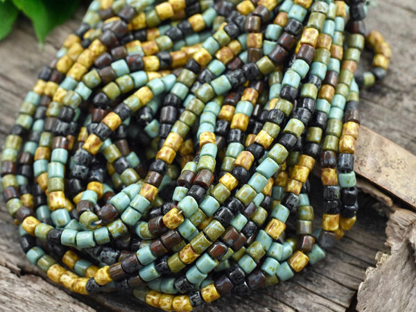 6/0 Aged Mixed Picasso Tube Seed Beads (20" Strand)