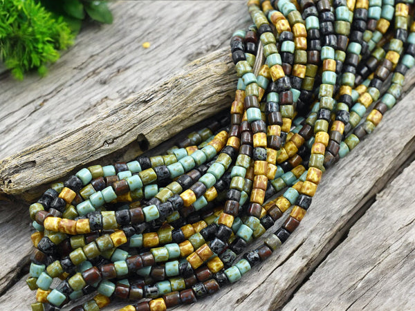 6/0 Aged Mixed Picasso Tube Seed Beads (20" Strand)