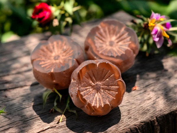 *10* 14mm Etched Copper Washed Burnt Orange Crystal Hawaiian Flower Beads