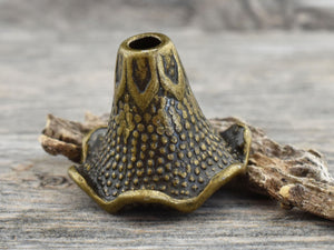 Organic Ribbed Cone Bead End Tassel Caps, Antique Bronze Plated, 2pcs –  LylaSupplies