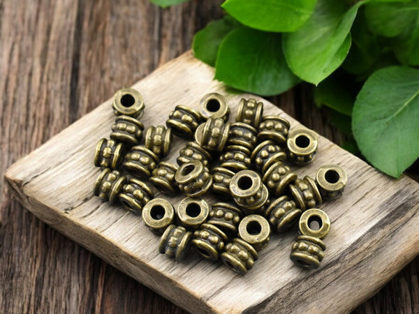 *100* 4x6mm Antique Bronze Large Hole Rondelle Spacer Beads