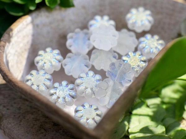 *25* 9mm Etched Crystal AB Cactus Flower Beads