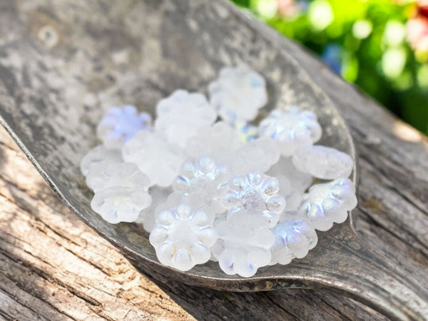 *25* 9mm Etched Crystal AB Cactus Flower Beads