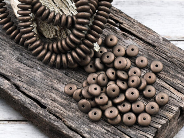 *50* 6x2mm Matte Bronze Smooth Rondelle Beads