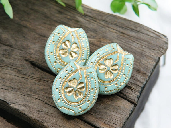 21x18mm Bronze Washed Turquoise Lucky Horseshoe Beads