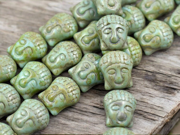 *4* 15x14mm Turquoise Travertine Buddha Head Beads