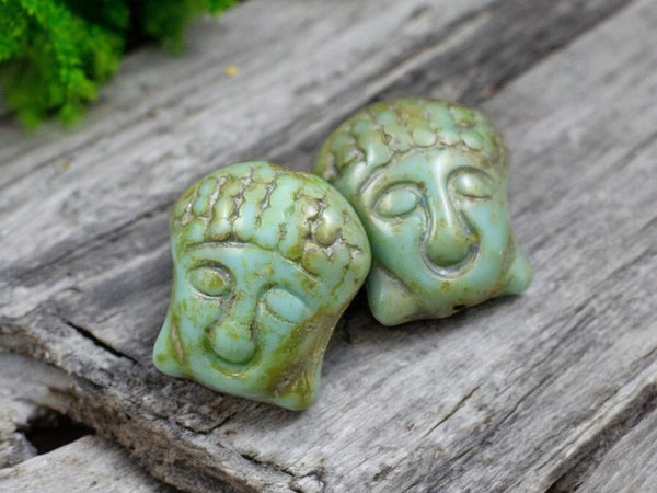 *4* 15x14mm Turquoise Travertine Buddha Head Beads