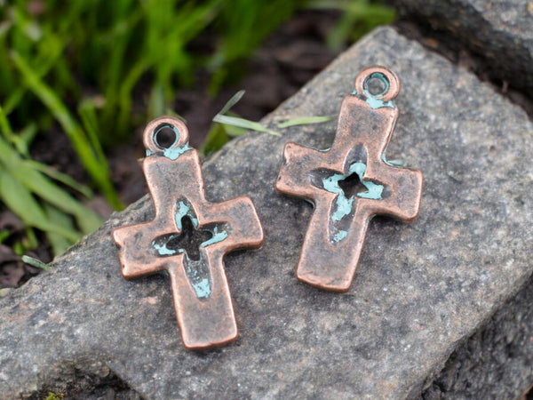 *20* 23x14mm Copper Patina Cross Charms