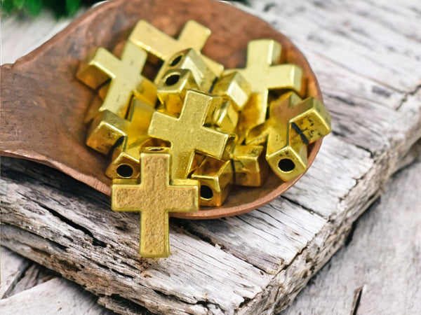 *20* 15x12mm Antique Gold Cross Beads