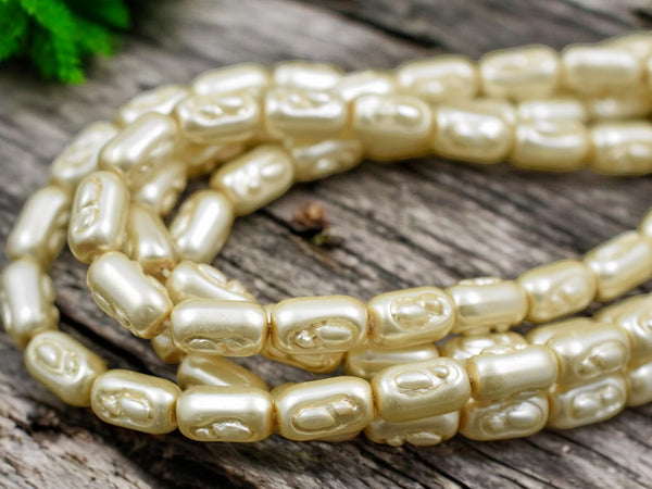 Czech Glass Cream Pearl Baroque Oval Beads -- Choose Your Size