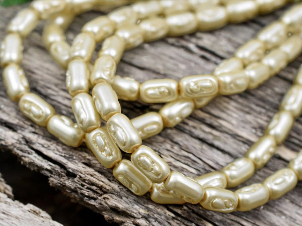 Czech Glass Cream Pearl Baroque Oval Beads -- Choose Your Size