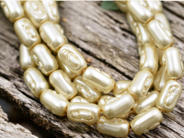 Czech Glass Cream Pearl Baroque Oval Beads -- Choose Your Size