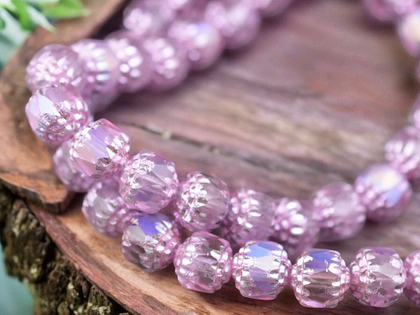 Pink Washed Hot Pink Apollo AB Fire Polished Cathedral Beads