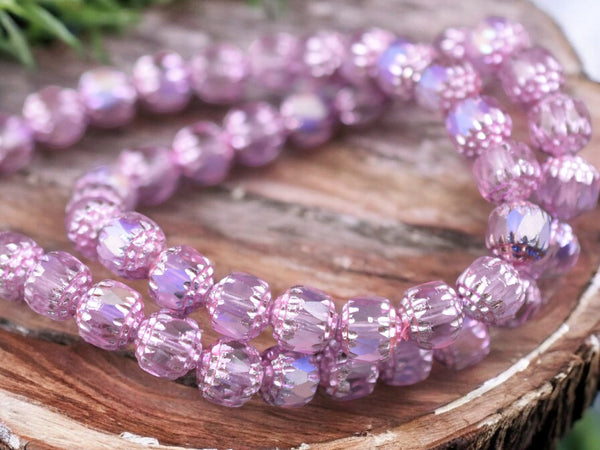 Pink Washed Hot Pink Apollo AB Fire Polished Cathedral Beads