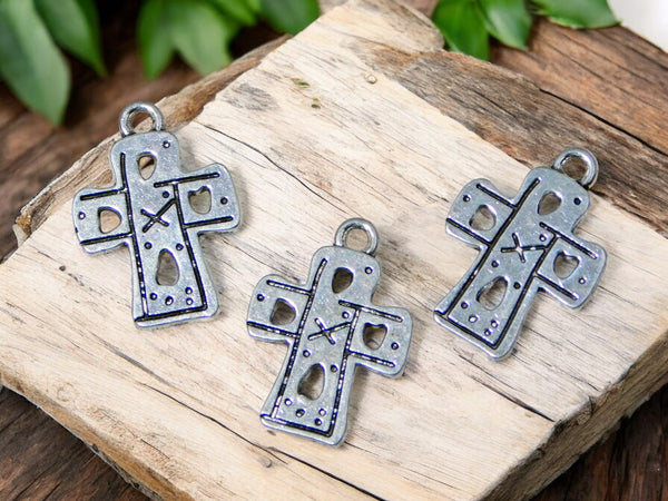 *10* 22x16mm Antique Silver Cross Charms