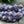 *15* 10x8mm Bronze Washed Cornflower Violet Faceted Bicone Beads