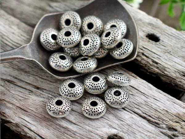 *50* 8x3mm Antique Silver Rondelle Spacer Beads