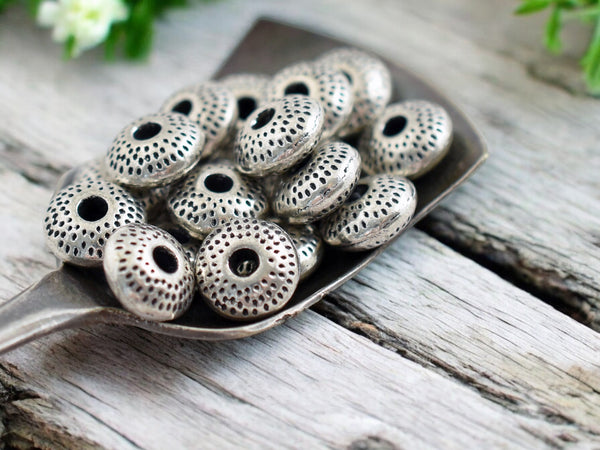 *50* 8x3mm Antique Silver Rondelle Spacer Beads