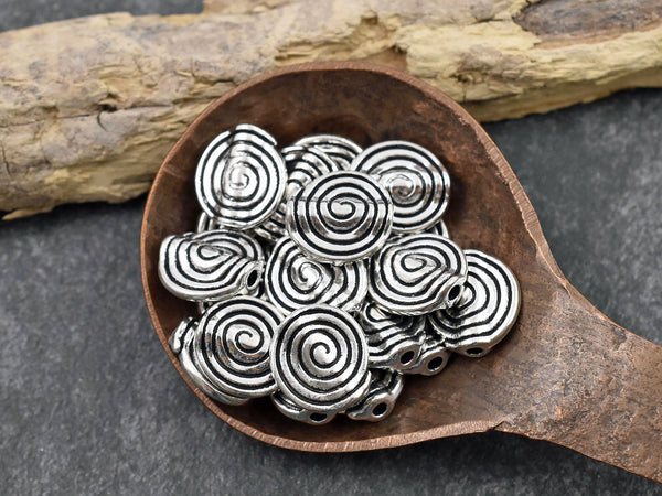 *50* 11mm Antique Silver Circle Of Life Coin Beads