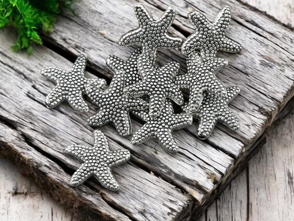 *50* 14mm Antique Silver Starfish Beads