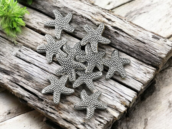 *50* 14mm Antique Silver Starfish Beads