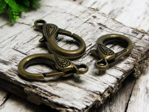 *10* 31x16mm Antique Bronze Lobster Clasps