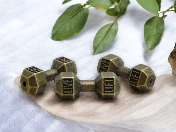 *10* 19x8mm Antique Bronze Weight Lifting Beads