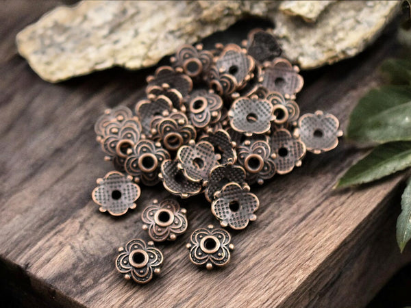 *250* 8mm Antique Copper Bead Caps