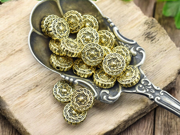 *50* 10mm Antique Gold Coin Beads