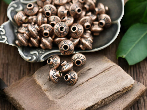 *50* 6mm Antique Copper Bicone Spacer Beads